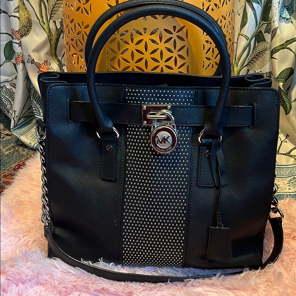 Michael Kors EUC Black Studded Hamilton Tote Bag